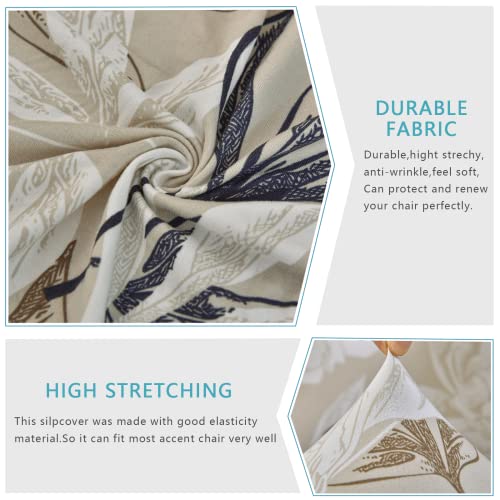Iauddy Armless Accent Slipper Chair Cover Slipcover,Stretch Spandex Printed Removable Non-Slip Silp Cover for Accent Chair Without Arms Furniture Protector for Living Dining Room