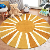 Lahome Round Rugs 8Ft for Living Room, Rainbow Sun Print Carpet