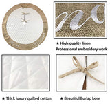 48 Inch Christmas Tree Skirt White Thick Luxury Quilted Cotton with Burlap Decoration for Merry Christmas Party Christmas Tree Skirt Decorations