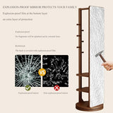 360° Rotatable Full-Length Solid Wood Mirror with Coat Rack | 2-in-1 Floor Standing Makeup & Dressing Mirror for Bedroom, Living Room, Entryway & Cloakroom Storage