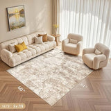 Area Rug Living Room - 5X7 Abstract Washable Large Soft Foldable Non Slip Rug Neutral Modern Low Pile Carpet for Bedroom Nursery Dining Room Kitchen Home Office Indoor - Brown
