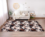 Aimuan Cow Print Area Rug Cute Fluffy Faux Cowhide Rug Super Soft Shaggy Carpets Tie-Dye Rugs for Living Room Bedroom Girls Kids Room Nursery Home Decor Non-Slip Mat (Coffee-Black, 5x7)