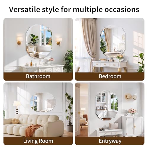 GLASHOM Frameless Bathroom Mirror, 30x40 inch Frameless Wall Mirrors Beveled Edge Wall Mounted, Oval Mirror for Bathroom, Living Room, Over Sink, Entryway Mirror Horizontal or Vertical