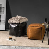 Pouf Artificial Leather Pouf Square Poufs Small Ottoman Stool Footstools Bean Bfloor Cushion Ottoman Poufs Sofa Stool (Red)/Black