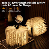 Book Lover Gift, Folding Book Lamp Decor, Portable Print Book Light | 1200mAh Rechargeable Night Light, Paper Desk Lamp, Reading Bookshelf Lamp, Gift for Women & Readers & Christmas (Black）