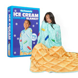 Cozy Concepts Ice Cream Cooling Blanket – Soft Lightweight Throw for Summer Comfort, Cool Vacation Gifts, Cute Ice Cream Design for Cool Days & Nights
