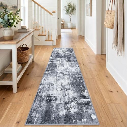 KOZYFLY Modern Washable Rug Runner 2x8 Kitchen Runner Rugs Multi-Grey