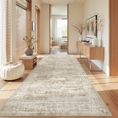 4x8 Rug Non Slip,Washable Hallway Runner Rug,Brown