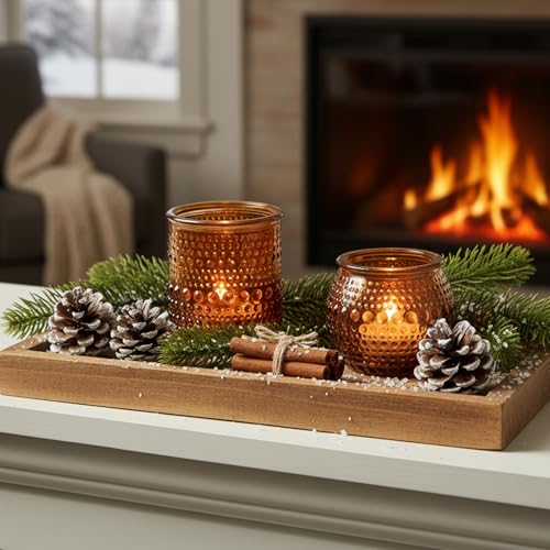 36 Pack Votive Candle Holders, Amber Hurricane Holders for Fall Centerpiece