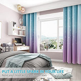 Stiio Star Cutout Curtains for Girls Bedroom 2 Panels, 2 in 1 Light Blocking Blackout Curtains with Sheer Grommet Window Drapes for Living Room Kids Room, W52 x L63 inches, Blue Purple