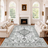 8x10 Washable Area Rug for Living Room, Light Grey