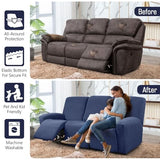 TAOCOCO Recliner Loveseat Cover with Middle Console & Recliner Sofa Covers for 3 Seat, Navy Blue