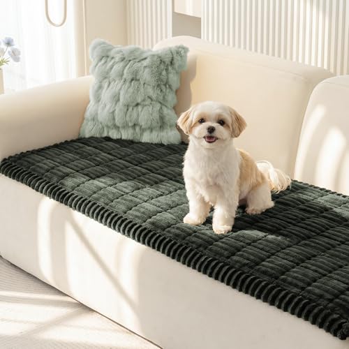 MEETSKY Pet Couch Covers for 2 Cushion Sofa, Couch Cover for Dogs, Washable Love Seat Couch Covers, Non Slip Simply Put Sofa Slipcovers, Modern Style Furniture Protector, Moss Green, 27.6" x 59"