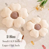 Kcvvcr Flower Throw Pillow, Cute Flower Shaped Pillow Decorative Throw Pillow for Bed Couch, Soft Daisy Pillows Floor Seating Cushion Cushions (14.9 Inch Ivory+Brown)