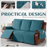 KinCam 100% Waterproof Recliner Loveseat Cover with Console X1, Recliner Couch Covers X1, Recliner Chair Covers X1(Peacock Blue)