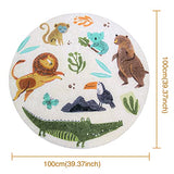 Round Rug 3.3ft, Cute Animals Large Non Slip Super Soft Plush Area Rug for Kids Room Playroom Nursery Bedroom, Educational Washable Circular Floor Mat for Home Room Decorative (Zoo)