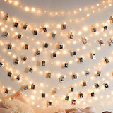 Photo Clip String Lights 17Ft - 50 LED Fairy String Lights with 50 Clear Clips for Hanging Pictures, Christmas Party Birthday Decoration - Perfect Dorm Bedroom Wall Decor Wedding Decorations