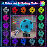 Soccer Gifts for Boys 8-12, 3D Illusion Soccer Lamp Gifts for Kids Teens Boys Girls, 5 6 7 8 9 10 11 12 Year Old Boy Birthday Gifts for Kids Children, Boys Room Decor