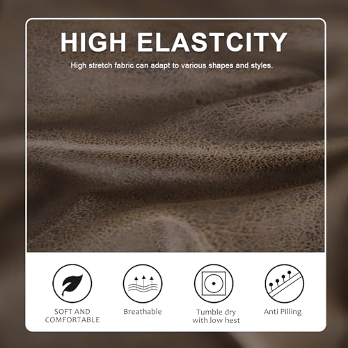 Leather Like Couch Cushion Covers Sofa Slipcovers Sets Couches Furniture Protector Covers for Sectional Armchair Loveseat Stretch Spandex Fabric, Machine Washable (1 Cushion Loveseat, Light Brown)