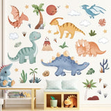 decalmile Boho Baby Dinosaurs Wall Decals Dino Palm Tree Volcano Wall Stickers Boys Bedroom Toddler Room Baby Nursery Wall Decor