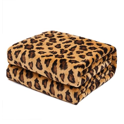 FY FIBER HOUSE Leopard Print Throw Blanket Valentines Day Gifts for Men Thick Soft Fuzzy Cheetah Print Blanket Room Decor for Bed Couch Sofa - 50"x60", Dark Brown