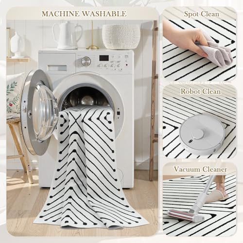 LIVEBOX Washable Runner Rug 2x6, Modern Kitchen Runners Entryway Runner Rug, Non-Shedding Non-Slip Indoor Carpet for Hallway Kitchen Entryway Laundry Room Bathroom