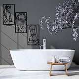 Peryiter 3 Pcs Modern Minimalist Wall Decor Abstract Metal Wall Art Metal Line Art Woman Body Artwork for Bedroom Bathroom Living Room(Black)