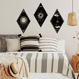 Sintuff 6 Pieces Gothic Wall Decor Boho Sun Moon Phases Wall Art Gothic Minimalist Stars Sun Hanging Wooden Home Decor Farmhouse Pediments for Gallery Living Bedroom Room(Boho)