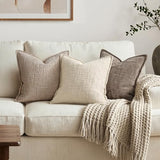MIULEE Slubby Textured Decorative Euro Throw Pillow Covers Beige 24x24