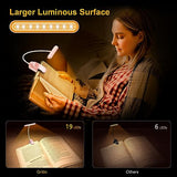 Gritin Rechargeable Book Light for Reading in Bed with 19 LED &Memory Function-Eye Caring 3 Color Temperatures,5 Brightness Levels,90 Hrs Runtime Flexible Goose Neck Clip on Light-Pink