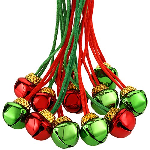 Gejoy 60 Pieces Christmas Bell Necklaces xmas Bell Decorations for Holiday Supplies