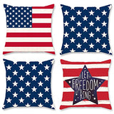 DUZXLCQ 4th of July Decorations Pillow Covers 18x18 inch Set of 4 Independence Day Patriotic Throw Pillow Case American Flag Stars and Stripes Cushion Case for Sofa Couch Bed Home Outdoor