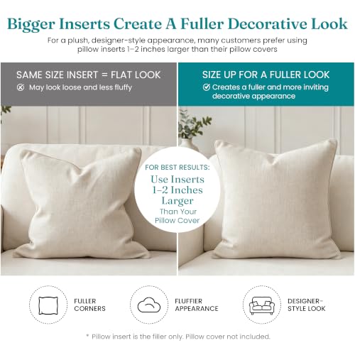 Oubonun Beige 12x22 Lumbar Pillow Inserts Set of 2 – Full Fluffy Down Alternative Rectangular Throw Pillow for Couch Sofa Bed, Soft Decorative Lumbar Cushion with Cross Pattern, Machine Washable