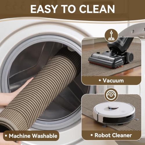 Kitchen Rugs Set of 2, Kitchen Mats for Floor,20x32+20x47 Brown