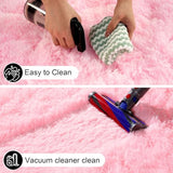 Pink Rug for Bedroom, 2x3 Fluffy Area Rugs for Living Room, Small Fuzzy Shag Soft Carpet with 4 Non-Slip Adhesive Strips for Kids Boys and Girls Nursery Dorm Room Home Decor (2ft X 3ft)