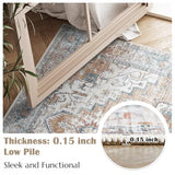 jinchan 3x10 Runner Vintage Medallion Washable Area Rug, Blue/Orange