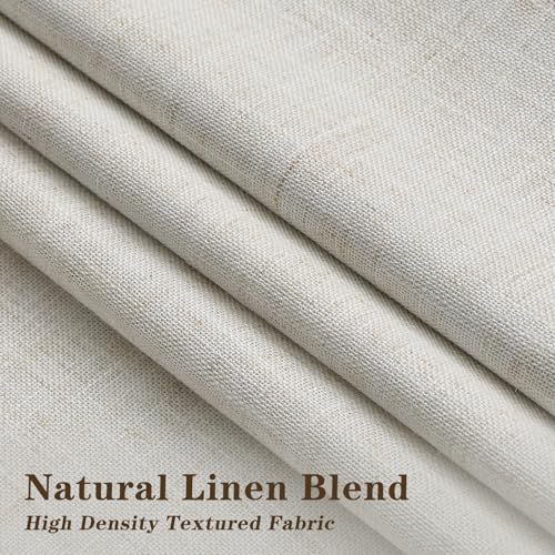 IVAPUPU Natural Pinch Pleated 100% Blackout Linen Curtains 90 Inch Length for Bedroom, Black Out Pinch Pleat Curtains for Living Dining Room Darkening Thermal Insulated Drapes with 16 Hooks, 2 Panels