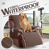 KinCam 100% Waterproof Recliner Loveseat Cover with Console X1, Recliner Couch Covers X1, Recliner Chair Covers X1(Deep Brown)