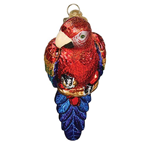 Old World Christmas Tropical Parrot Glass Blown Ornament for Christmas Tree, Handcrafted Holiday Decoration, Parrot Collection