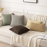MIULEE Corduroy Decorative Throw Pillow Covers 16x16 Light Olive Pack of 2