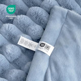 Cozy Bliss Faux Fur Throw Blanket for Couch, Cozy Warm Plush Striped Blanket for Sofa Bedroom Living Room, 50 * 60 Inches Light Blue
