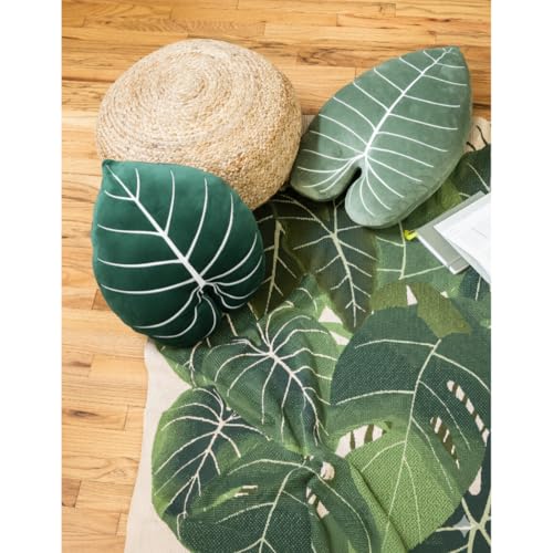 Green Philosophy Co. Philodendron Gloriosum Leaf Pillow - Forest Green