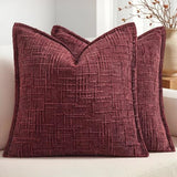 MIULEE Slubby Textured Christmas Throw Pillow Covers Burgundy 18x18