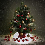 Christmas Tree Skirt Decoration 15" Mini Plush White Faux Fur Xmas Tree Skirt Decorations for Christmas Party Holiday Deco