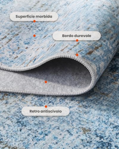Amada Washable 10'x14' Abstract Area Rug for Living Room Light Blue