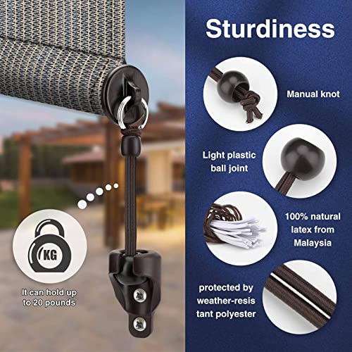Coolaroo Replacement Parts Shade Tie Downs and End Cap with Ring Kit,Weather Resistance,Compatible with Coolaroo Exterior Roller Shade,Outdoor Blinds(Brown,2 Set)