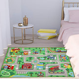Yincimar Kids Play Rug for Playroom 5.2x3.3 ft Town City Road Map Car Mat Play Mat Educational Learning Carpet Area Rug for Boy Girl Toddler Bedroom Playroom