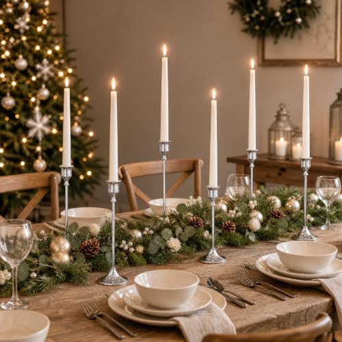 NLBTW Silver Candlestick Holders, Metal Taper Candle Holder, Set of 3