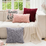 MIULEE 3D Rose Flower Pillow Cover Decorative Spring Floral Romantic Stereo Chiffon Aesthetic Solid Pillowcase for Girl Bedroom Living Room Decor 12x20 Inch Peach Pink