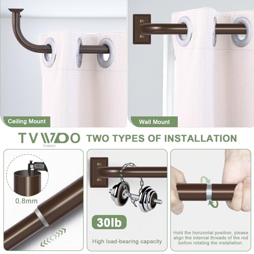 TVWOO Bronze Wrap Around Curtain Rods 28 to 48":Blackout Adjustable Window Curtain Rod,Room Darkening Heavy Duty Curved French Metal Single Drapery Rods for Bedroom Kitchen Easy Install,Antique Bronze